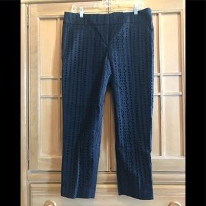 LOFT Size 8 Navy eyelet crops - NWT!